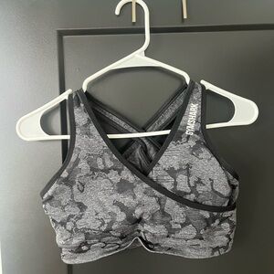 Gymshark Women's adapt animal Cross back Black Camo Sports Bra